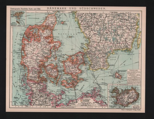 Landkarte map 1929 dänemark - landkarte,